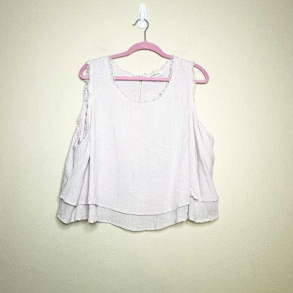 Gilli Pink Sleeveless Fringe Lined Tiered Tank Top Blouse Womens Plus Size 2X - Picture 1 of 5